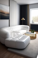 White and modern designed sofa with a luxurious look.