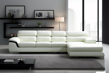 White and modern designed sofa with a luxurious look.