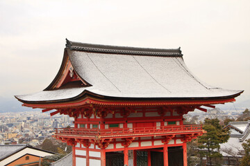 Naklejka premium Kiyomizu Temple Covered in Snow in Winter, Kyoto, Japan