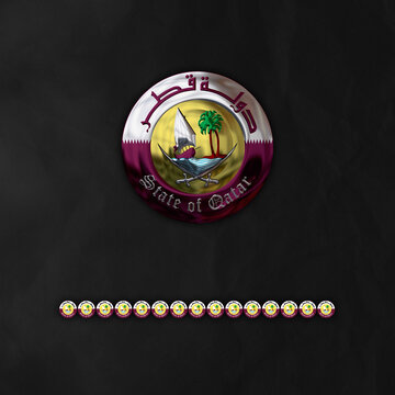 State of Qatar Emblem with Golden style and black background