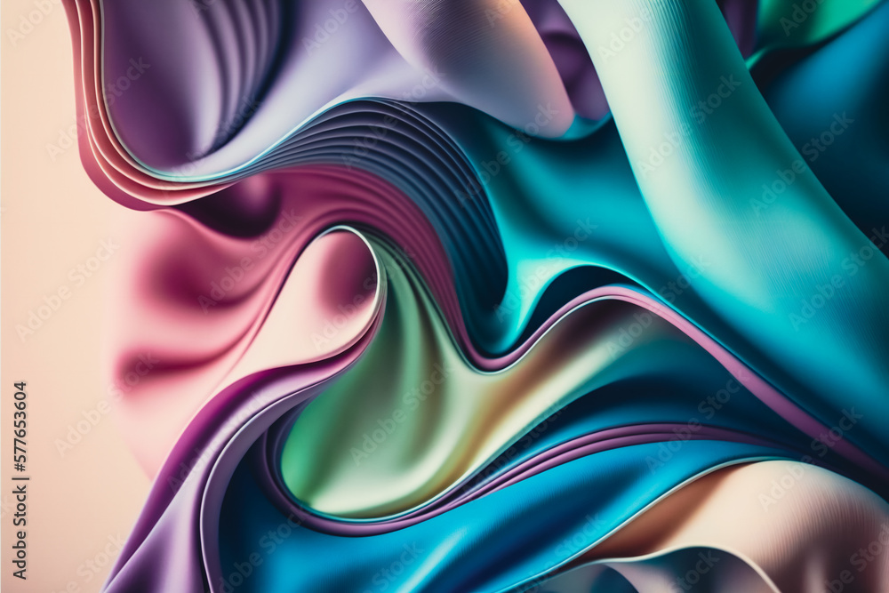Aufkleber abstract wave of colorful fabric wallpaper illustration. created with generative ai technology.