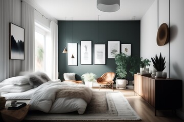 clean and comfortable white minimalist bedroom that provides a relaxing atmosphere.