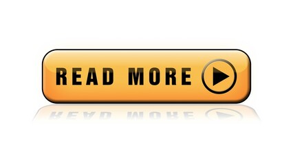 READ MORE - orange button with reflections on the floor - isolated on white background - 3D Illustration