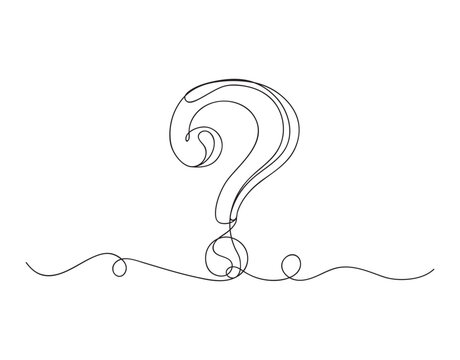 recommend clip art: Question mark, one line continuous drawing of a question mark linear background vector illustration.