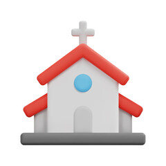 3d church icon vector. Isolated on white background. 3d building and architecture concept. Cartoon minimal style. 3d building icon vector render illustration.