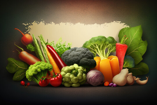 Vegetables Background with empty copy space for text - Vegetables Background Wallpapers - Vegetables with empty Copy Space created with Generative AI technology