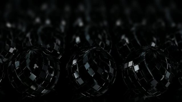Background with black spheres and blur effect, geometric figure, abstract design, 3D Render
