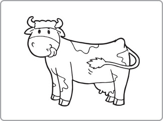 cartoon coloring cow vector illustration