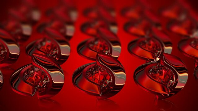 Background with red figures and blur effect, 3D Render, abstract design, geometric shape
