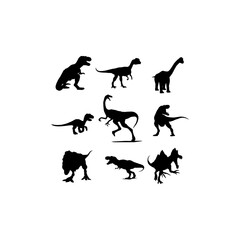 dinosaurs animal silhouette set creative design