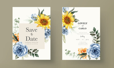 vintage watercolor spring flower wedding invitation card set
