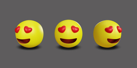 Emoji yellow face and emotion facial expression with clipping path. 3d rendering
