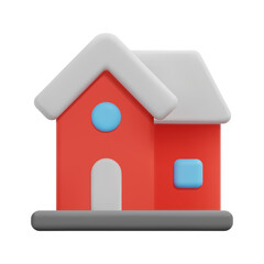 3d detached icon vector. Isolated on white background. 3d building and architecture concept. Cartoon minimal style. 3d house icon vector render illustration.