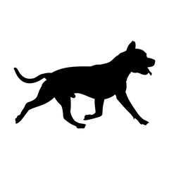 Vector  isolated black silhouette of a happy dog