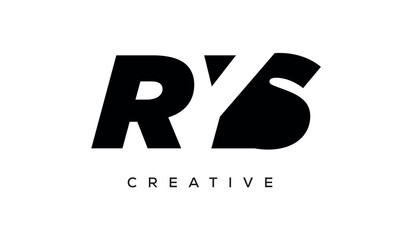 RYS letters negative space logo design. creative typography monogram vector - obrazy, fototapety, plakaty