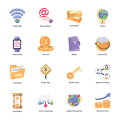 Pack of Business and Finance Flat Icons 

