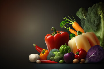 Vegetables Background with empty copy space for text - Vegetables Background Wallpapers - Vegetables with empty Copy Space created with Generative AI technology