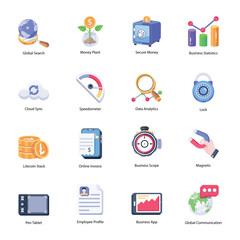 Bundle of Business Planning Flat Icons 

