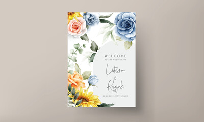 vintage watercolor spring flower wedding invitation card set