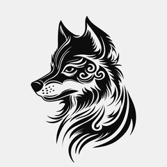 Wolf head logo. Black and white emblem. Vector illustration