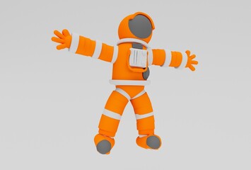 astronaut minimal 3d illustration on white background.