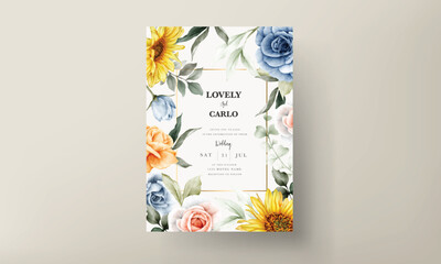 vintage watercolor spring flower wedding invitation card set
