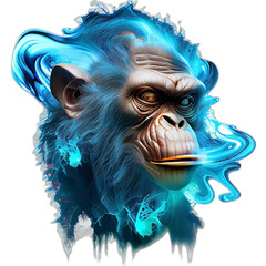Colorful monkey ape artwork illustration t-shirt design, transparent background, by generative AI