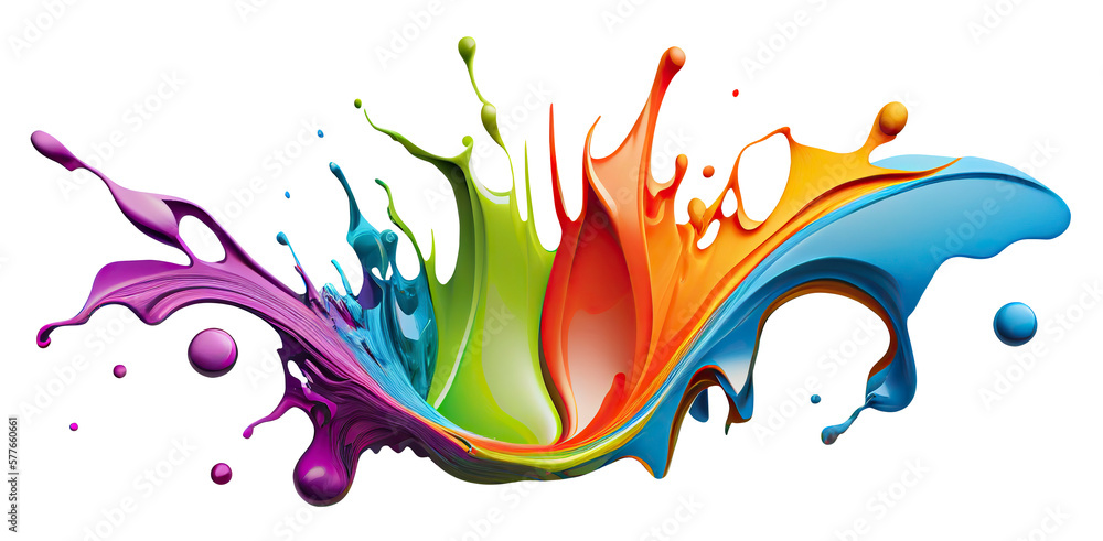 Wall mural colorful paint splash. isolated design element on the transparent background. generative ai.
