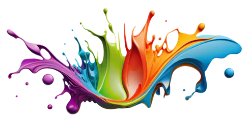 Kissenbezug Colorful paint splash. Isolated design element on the transparent background. Generative AI. © KsanaGraphica