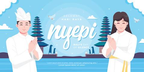 Happy Nyepi day means Bali day of silence background