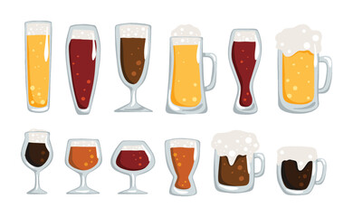 Beer Glass Doodle Flat Style Illustration