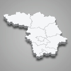 3d isometric map of Kaunas county is a region of Lithuania