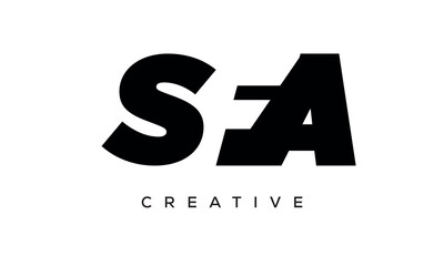 SFA letters negative space logo design. creative typography monogram vector