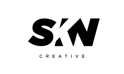 SKN letters negative space logo design. creative typography monogram vector