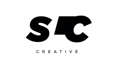 SLC letters negative space logo design. creative typography monogram vector