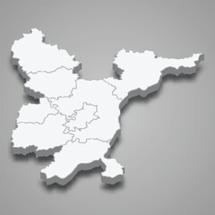 3d isometric map of Utena county is a region of Lithuania