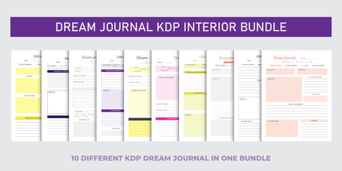 Dream journal kdp interior design template bundle, eps