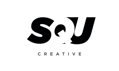 SQU letters negative space logo design. creative typography monogram vector