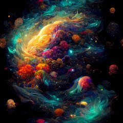 Fototapeta na wymiar Colorful cosmic universe pattern, generative ai