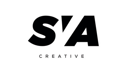 SVA letters negative space logo design. creative typography monogram vector