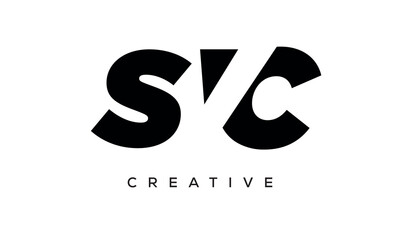 SVC letters negative space logo design. creative typography monogram vector