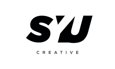 SYU letters negative space logo design. creative typography monogram vector