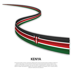 Waving ribbon or banner with flag of Kenya