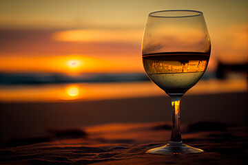 ein Glass Wein am Strand