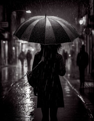 Frau mit Regenschirm 