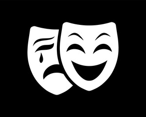 Theatre mask clipart Stencil vector stock illustration EPS 10