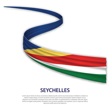 Waving ribbon or banner with flag of Seychelles