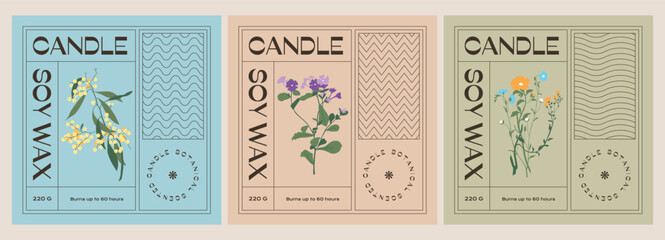 Abstract botanical vector cosmetics printable label design template for branding, packaging design