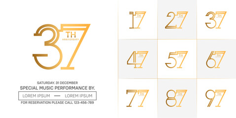 set of anniversary logotype golden color for special celebration event