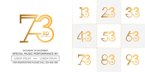 set of anniversary logotype golden color for special celebration event